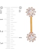 Thumbnail Image 1 of 016 Gauge Green and White Crystal Flower Curved Cartilage Barbell in Stainless Steel