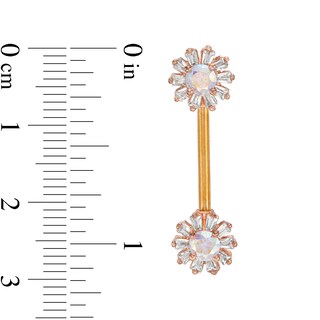 016 Gauge Green and White Crystal Flower Curved Cartilage Barbell in Stainless Steel