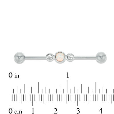 014 Gauge Crystal and Opalescent Industrial Barbell in Stainless Steel