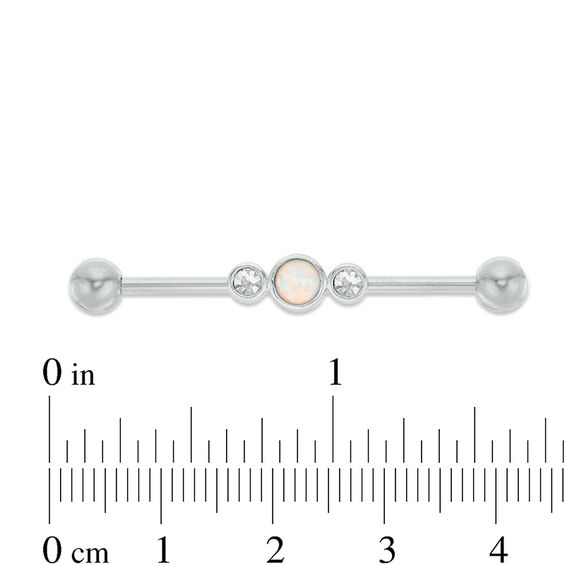 014 Gauge Crystal and Opalescent Industrial Barbell in Stainless Steel