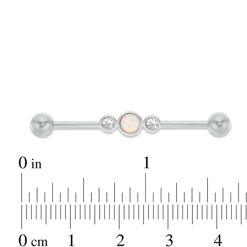 Main Image 2 of 014 Gauge Crystal and Opalescent Industrial Barbell in Stainless Steel