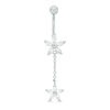 014 Gauge Marquise Cubic Zirconia Flower Dangle Belly Button Ring in Stainless Steel