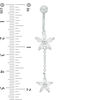 014 Gauge Marquise Cubic Zirconia Flower Dangle Belly Button Ring in Stainless Steel