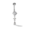 Thumbnail Image 0 of Solid Stainless Steel CZ Teardrop Dangle Belly Button Ring - 14G