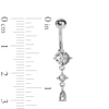 Thumbnail Image 1 of Solid Stainless Steel CZ Teardrop Dangle Belly Button Ring - 14G