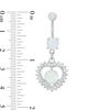 014 Gauge Opal Acrylic Crystal Frame Heart Dangle Belly Button Ring in Stainless Steel and Brass