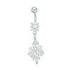 Thumbnail Image 0 of Solid Stainless Steel and Brass CZ Pear-Shaped, Marquise and Round Dangle Belly Button Ring - 14G 3/8"