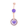 Thumbnail Image 1 of 014 Gauge Purple Lab-Created Crystal and Cubic Zirconia Belly Button Ring in Stainless Steel and Brass with Rose-Tone IP