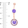 Thumbnail Image 2 of 014 Gauge Purple Lab-Created Crystal and Cubic Zirconia Belly Button Ring in Stainless Steel and Brass with Rose-Tone IP