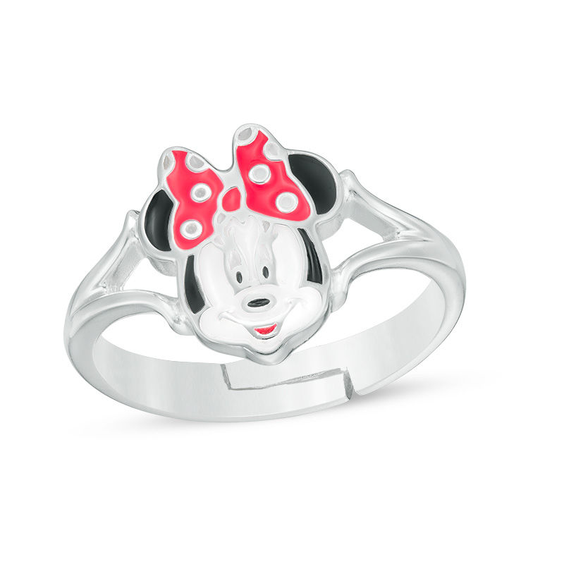 Child's ©Disney Minnie Mouse Enamel Adjustable Ring in Sterling Silver - Size 4