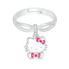 Child's Hello Kitty® Enamel Dangle Adjustable Ring in Sterling Silver - Size 4