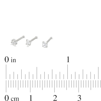 Solid Stainless Steel CZ Multi-Shape Three Piece Nose Stud Set - 20G