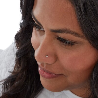 022 Gauge Crystal Nose Stud and Hoop Set in Stainless Steel