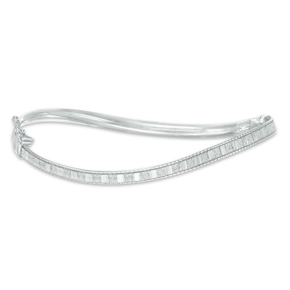 3.8mm Glitter Enamel Wavy Bangle in Sterling Silver