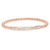 Thumbnail Image 1 of Diamond-Cut Beaded Stretch Bracelet with Glitter Enamel in Sterling Silver with 14K Rose Gold Plate