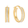 Thumbnail Image 1 of Made in Italy Oval Glitter Enamel Rope Edge Hoop Earrings in 10K Gold