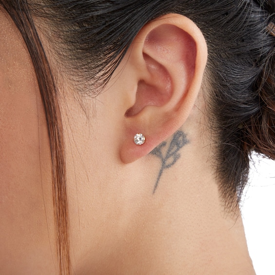 5.0mm Cubic Zirconia Solitaire Stud Piercing Earrings in 14K Solid Gold