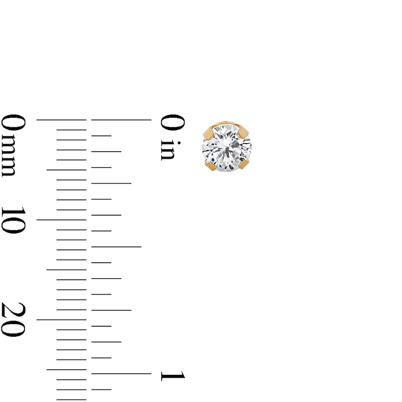 Main Image 5 of 5.0mm Cubic Zirconia Solitaire Stud Piercing Earrings in 14K Solid Gold