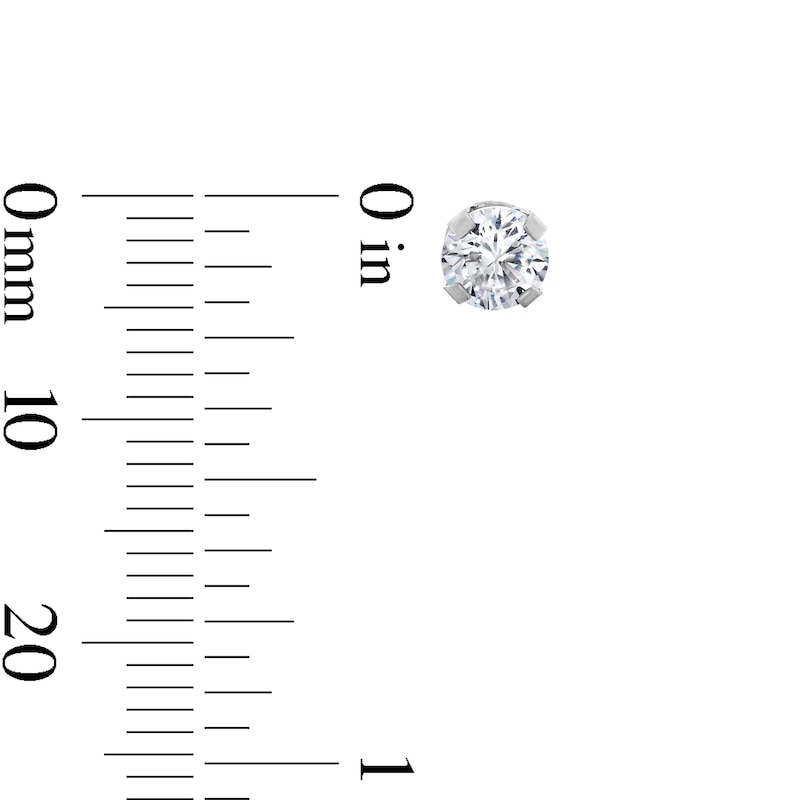 Main Image 5 of 5.0mm Cubic Zirconia Solitaire Stud Piercing Earrings in 14K Solid White Gold