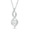 Thumbnail Image 1 of Oval Cubic Zirconia and Crystal Infinity Flame Pendant in Brass with White Rhodium