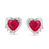 Thumbnail Image 1 of 6mm Heart-Shaped Lab-Created Ruby and White Sapphire Heart Stud Earrings in Sterling Silver