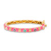 Thumbnail Image 1 of Child's Cubic Zirconia and Multi-Color Enamel Flower Bangle in Brass with 18K Gold Plate - 5"