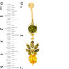 Thumbnail Image 2 of 014 Gauge Green and Yellow Cubic Zirconia Pineapple Dangle Belly Button Ring in Stainless Steel with Yellow IP
