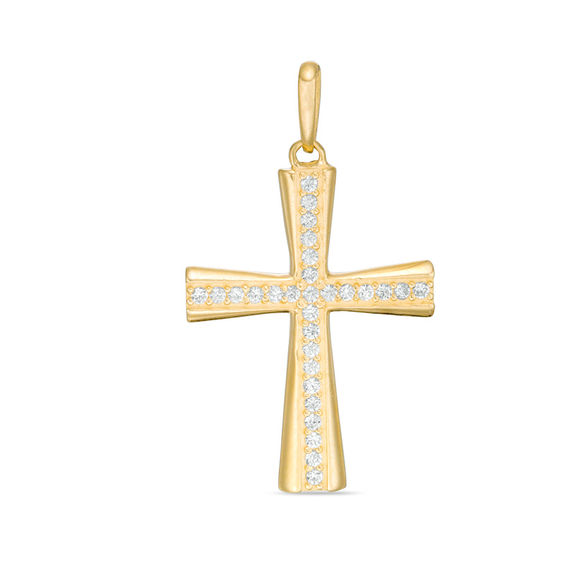 Cubic Zirconia Cross Necklace Charm in 10K Gold