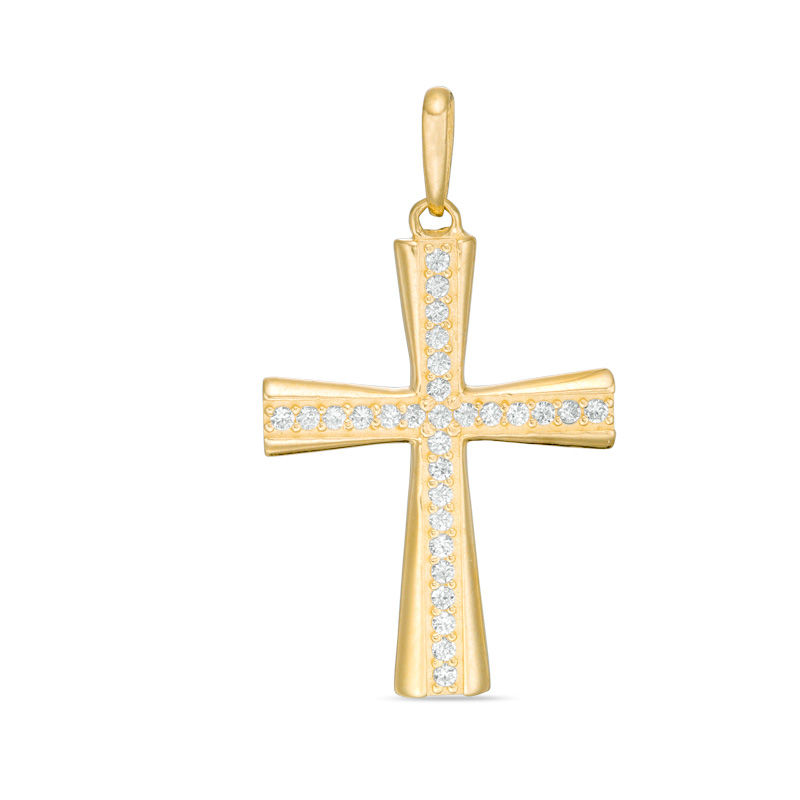 Main Image 1 of Cubic Zirconia Cross Necklace Charm in 10K Gold
