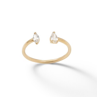 Pear-Shaped and Marquise Cubic Zirconia Stackable Wrap Ring in 10K Gold - Size 7
