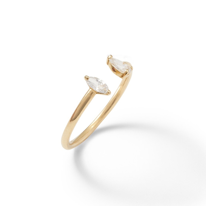 Main Image 2 of Pear-Shaped and Marquise Cubic Zirconia Stackable Wrap Ring in 10K Gold - Size 7