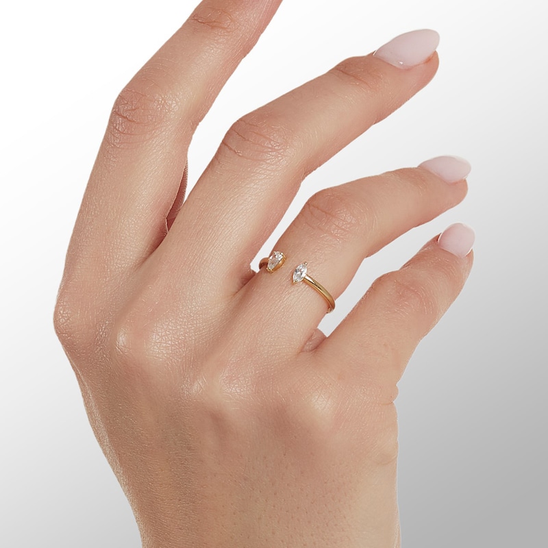 Main Image 3 of Pear-Shaped and Marquise Cubic Zirconia Stackable Wrap Ring in 10K Gold - Size 7