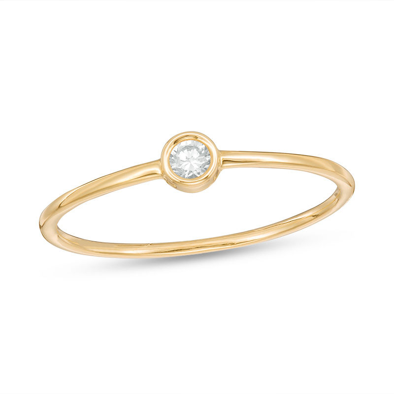 Cubic Zirconia Bezel-Set Stackable Ring in 10K Gold - Size 7