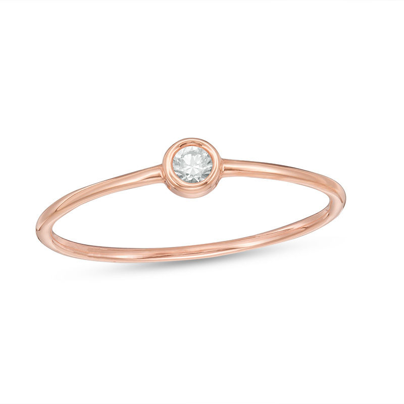 Cubic Zirconia Bezel-Set Stackable Ring in 10K Rose Gold - Size 7