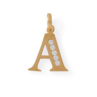 10K Solid Gold CZ Channel "A" Initial Necklace Charm