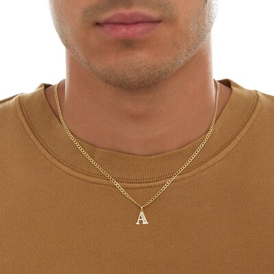 10K Solid Gold CZ Channel "A" Initial Necklace Charm