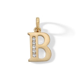 10K Solid Gold CZ Channel "B" Initial Charm