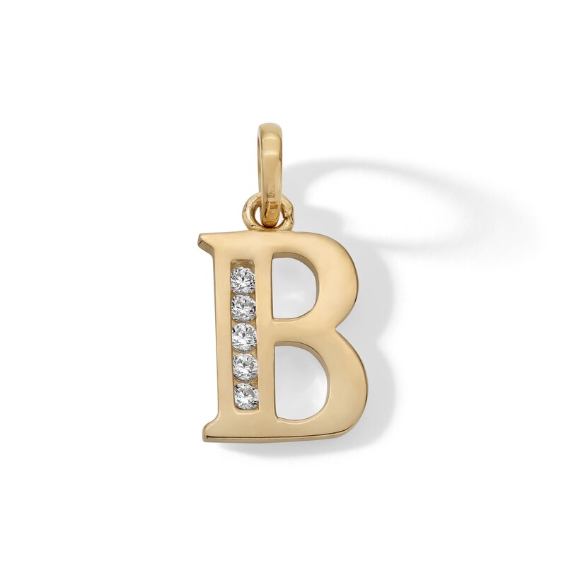 Main Image 1 of Cubic Zirconia "B" Initial Necklace Charm in 10K Solid Gold