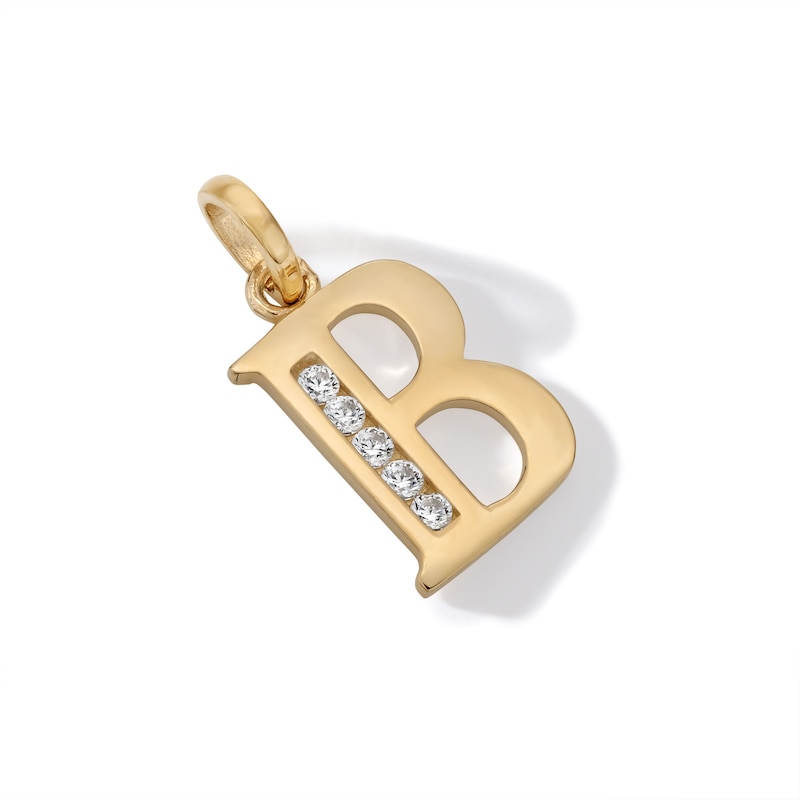 Main Image 3 of Cubic Zirconia "B" Initial Necklace Charm in 10K Solid Gold