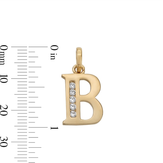 10K Solid Gold CZ Channel "B" Initial Necklace Charm