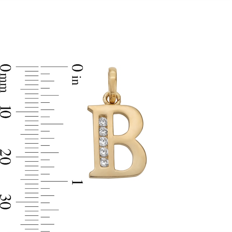 Main Image 4 of Cubic Zirconia "B" Initial Necklace Charm in 10K Solid Gold