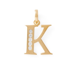 Cubic Zirconia &quot;K&quot; Initial Necklace Charm in 10K Solid Gold