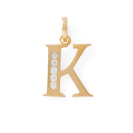 10K Solid Gold CZ Channel "K" Initial Necklace Charm
