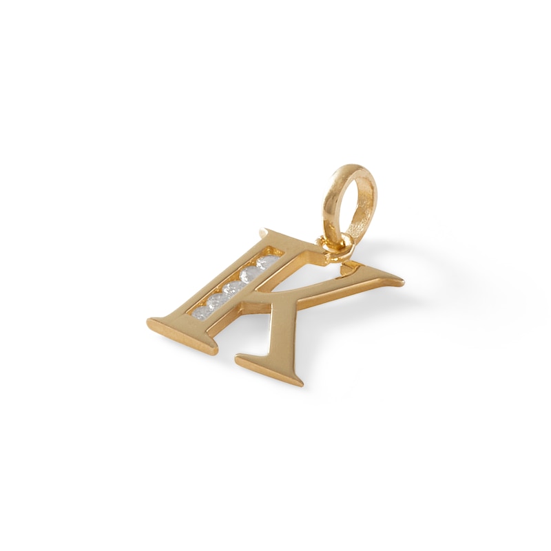 Main Image 2 of Cubic Zirconia "K" Initial Necklace Charm in 10K Solid Gold