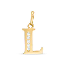 Cubic Zirconia &quot;L&quot; Initial Necklace Charm in 10K Solid Gold