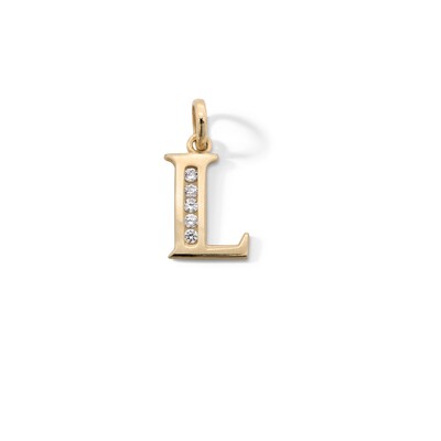 10K Solid Gold CZ Channel "L" Initial Necklace Charm