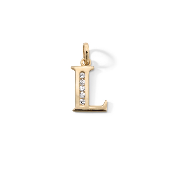 Main Image 1 of Cubic Zirconia "L" Initial Necklace Charm in 10K Solid Gold