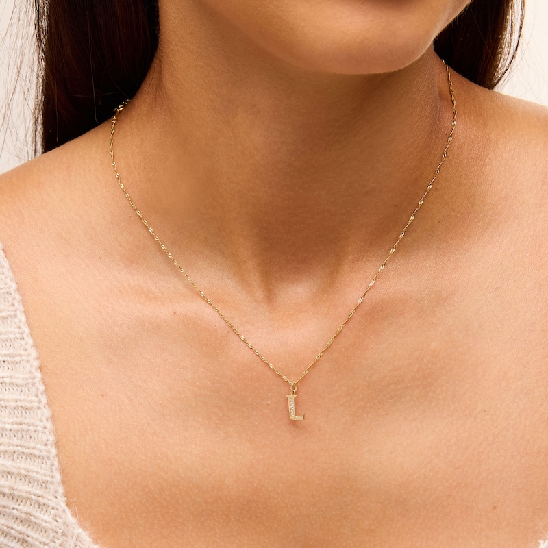 Main Image 2 of Cubic Zirconia "L" Initial Necklace Charm in 10K Solid Gold