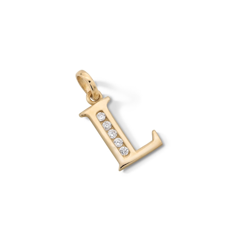 Main Image 3 of Cubic Zirconia "L" Initial Necklace Charm in 10K Solid Gold