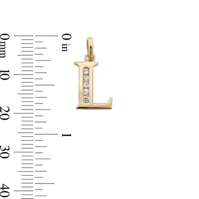 10K Solid Gold CZ Channel "L" Initial Necklace Charm